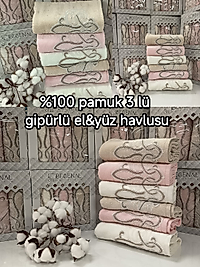 3 lü gipürlü havlu 50*90 cm % 100 pamuk